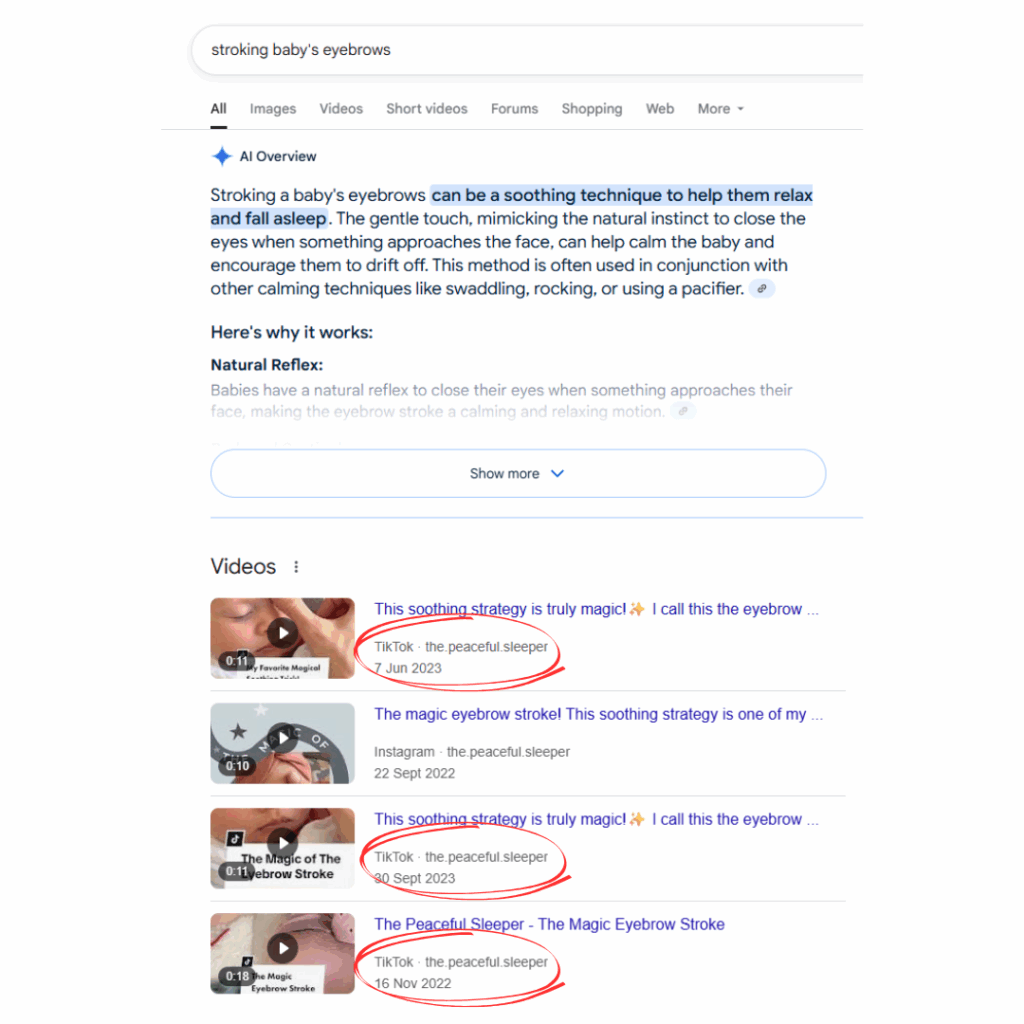 Tiktok Keyword Research: A Comprehensive Guide (2025) 1 tiktok video results in gooogle serp highlighted